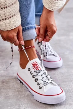 Trampki Damskie Big Star|Trampki Damskie Niskie>Big Star Shoes Damskie Materiałowe Trampki Big Star KK274101 Białe