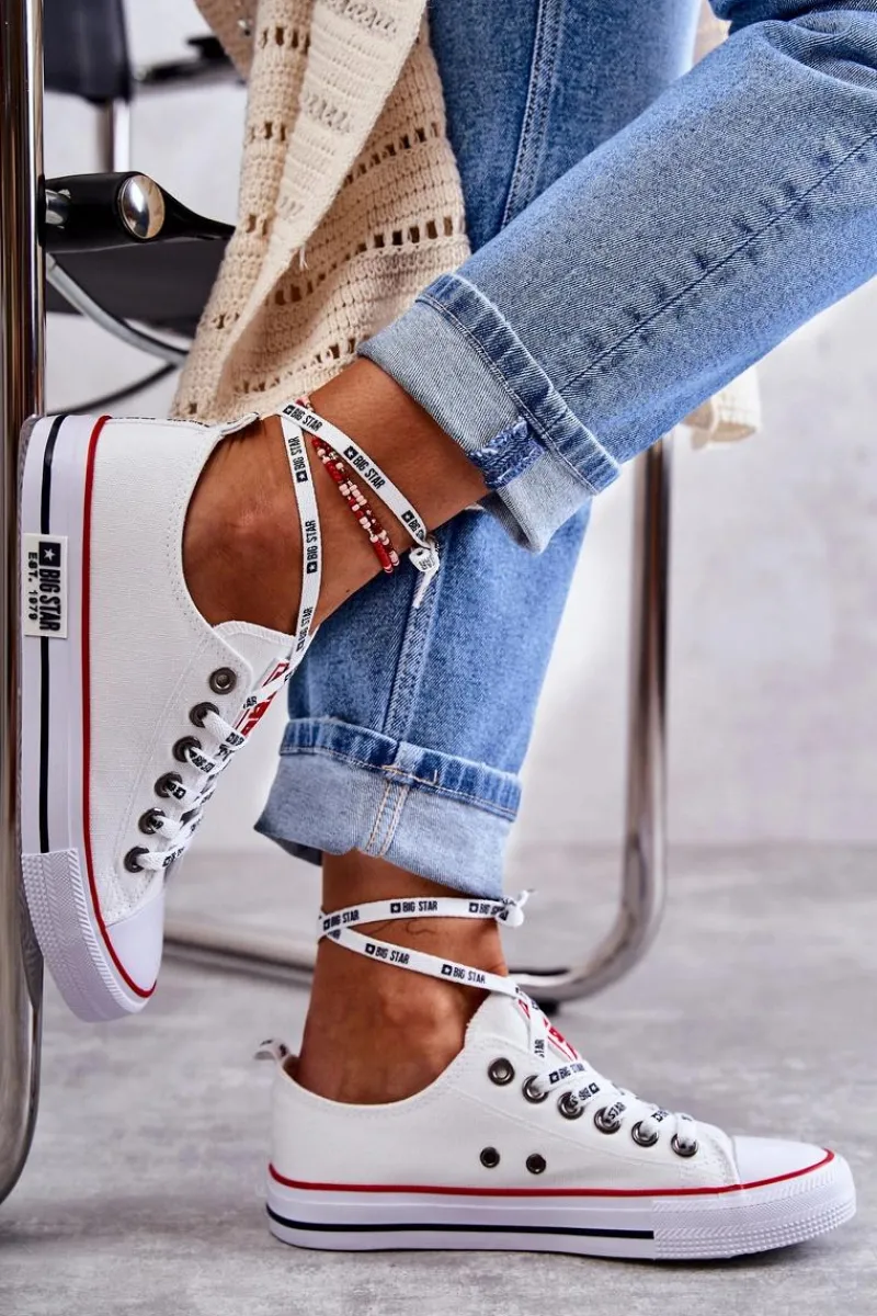 Trampki Damskie Big Star|Trampki Damskie Niskie>Big Star Shoes Damskie Materiałowe Trampki Big Star KK274101 Białe