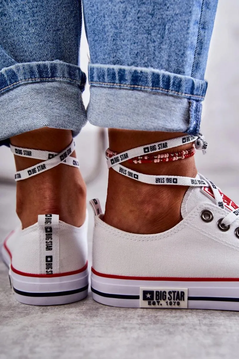 Trampki Damskie Big Star|Trampki Damskie Niskie>Big Star Shoes Damskie Materiałowe Trampki Big Star KK274101 Białe