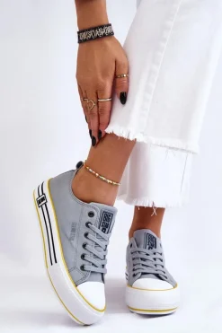 Hot Big Star Shoes Damskie Materiałowe Trampki Na Platformie Big Star LL274183 Jasnoniebieskie