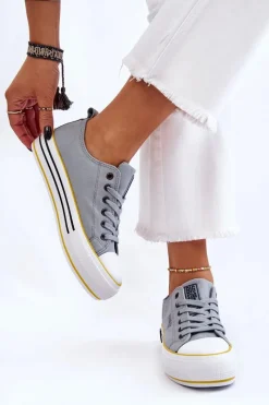 Hot Big Star Shoes Damskie Materiałowe Trampki Na Platformie Big Star LL274183 Jasnoniebieskie