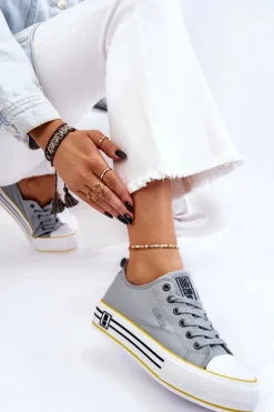 Hot Big Star Shoes Damskie Materiałowe Trampki Na Platformie Big Star LL274183 Jasnoniebieskie