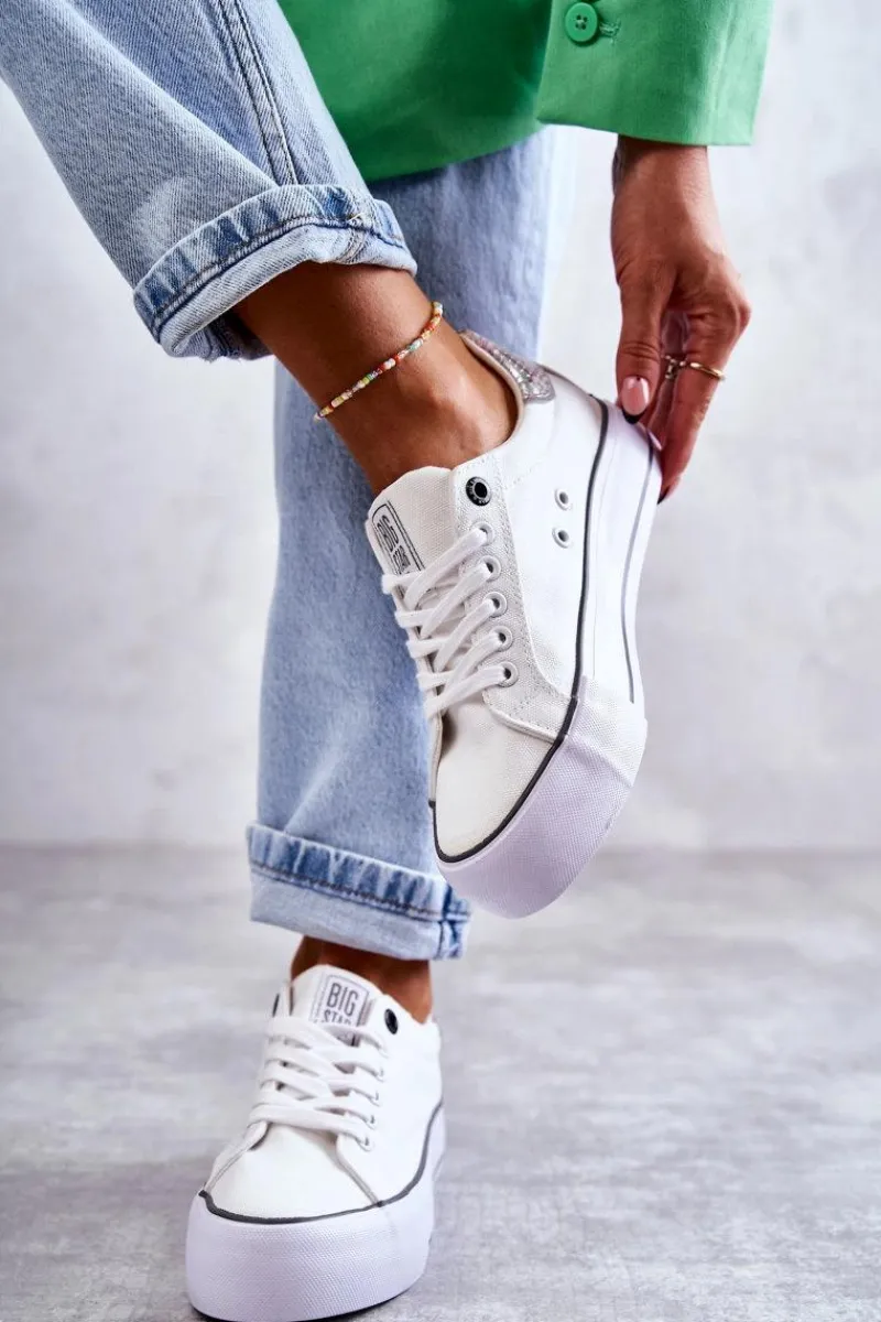 Trampki Damskie Big Star|Trampki Damskie Niskie>Big Star Shoes Damskie Materiałowe Trampki Big Star KK274037 Białe