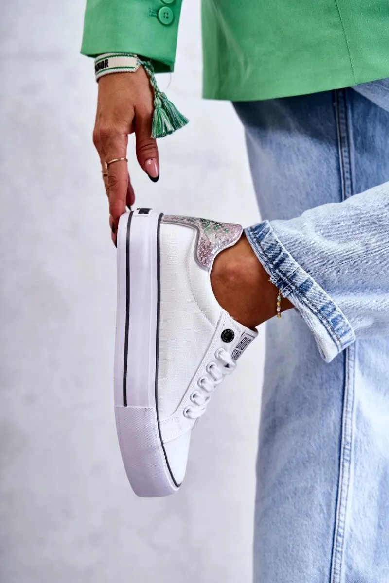 Trampki Damskie Big Star|Trampki Damskie Niskie>Big Star Shoes Damskie Materiałowe Trampki Big Star KK274037 Białe