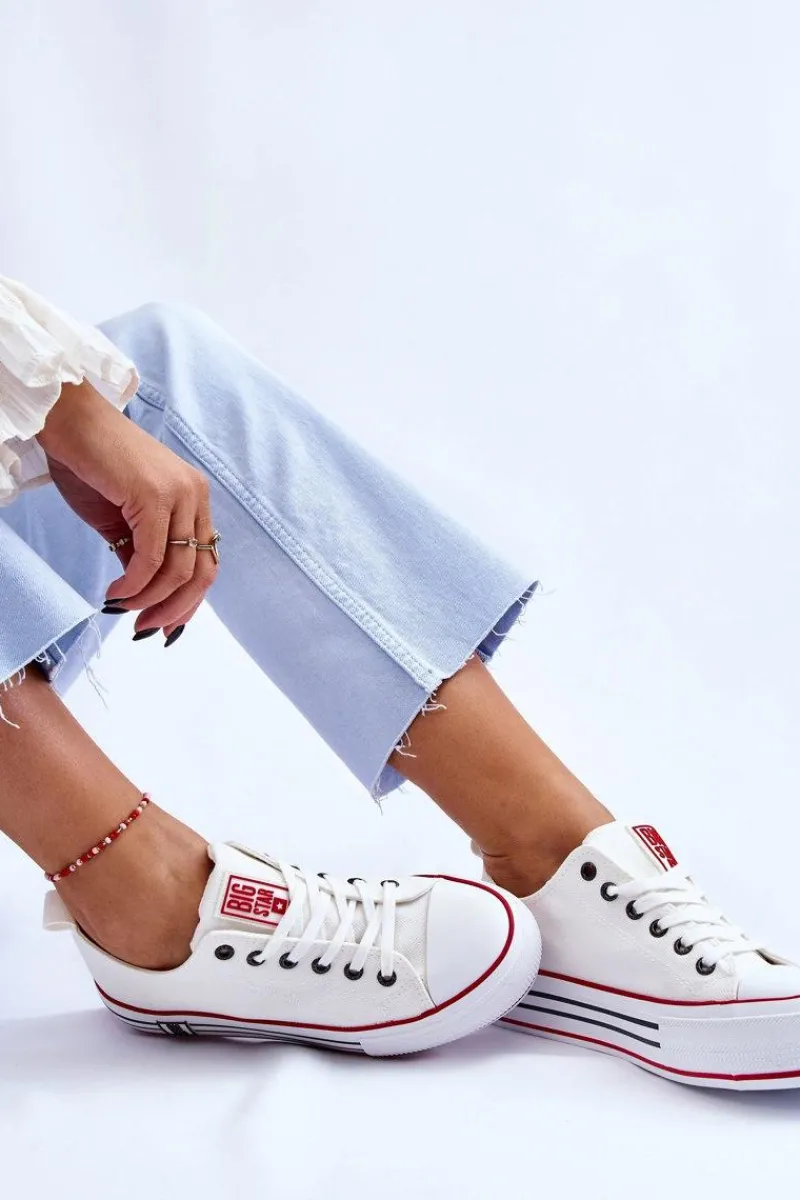 Discount Damskie Materiałowe Trampki Na Platformie Big Star LL274180 Białe Damskie Trampki Damskie Big Star|Trampki Damskie Niskie