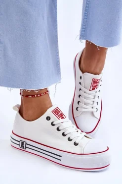 Discount Damskie Materiałowe Trampki Na Platformie Big Star LL274180 Białe Damskie Trampki Damskie Big Star|Trampki Damskie Niskie