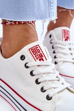 Discount Damskie Materiałowe Trampki Na Platformie Big Star LL274180 Białe Damskie Trampki Damskie Big Star|Trampki Damskie Niskie