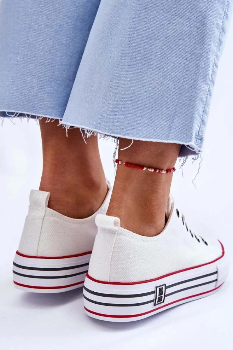 Discount Damskie Materiałowe Trampki Na Platformie Big Star LL274180 Białe Damskie Trampki Damskie Big Star|Trampki Damskie Niskie