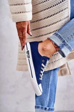 Sale Damskie Materiałowe Trampki Big Star KK274103 Granatowe Damskie Trampki Damskie Big Star|Trampki Damskie Niskie