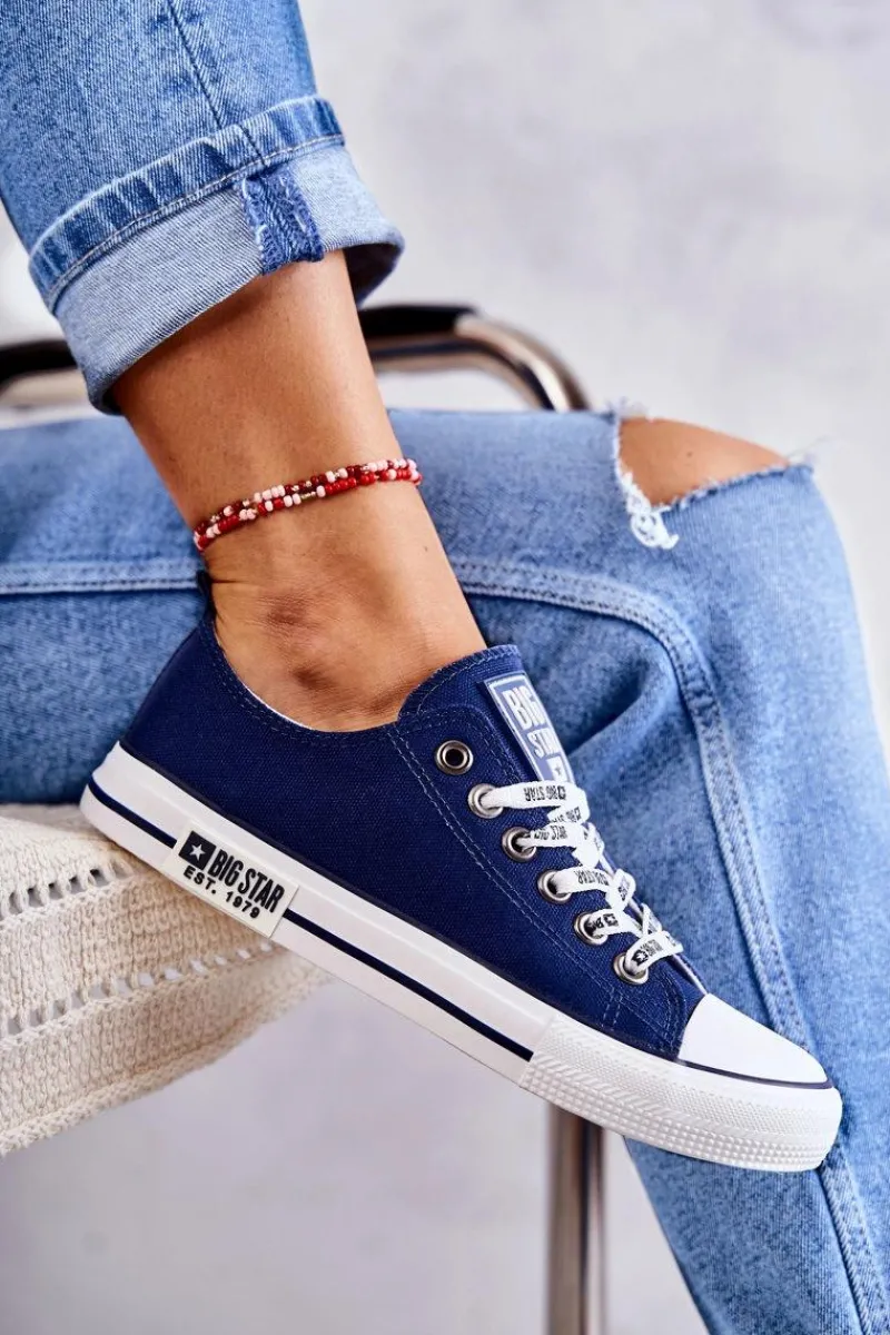 Sale Damskie Materiałowe Trampki Big Star KK274103 Granatowe Damskie Trampki Damskie Big Star|Trampki Damskie Niskie