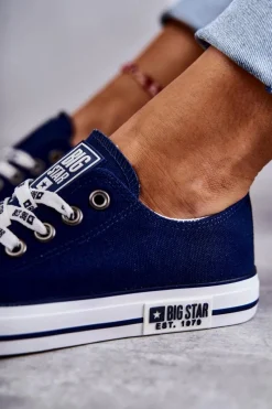 Sale Damskie Materiałowe Trampki Big Star KK274103 Granatowe Damskie Trampki Damskie Big Star|Trampki Damskie Niskie