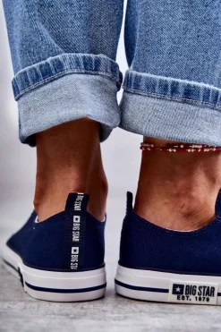 Sale Damskie Materiałowe Trampki Big Star KK274103 Granatowe Damskie Trampki Damskie Big Star|Trampki Damskie Niskie