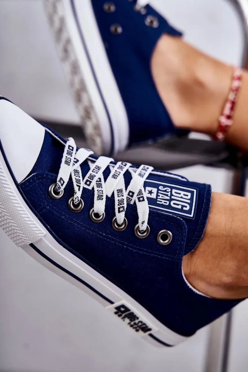 Sale Damskie Materiałowe Trampki Big Star KK274103 Granatowe Damskie Trampki Damskie Big Star|Trampki Damskie Niskie