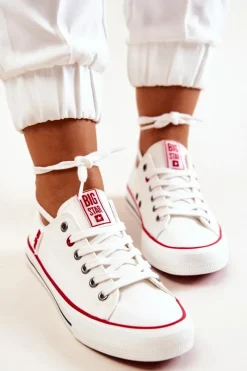 Trampki Damskie Big Star|Trampki Damskie Niskie>Big Star Shoes Damskie Materiałowe Trampki BIG STAR JJ274123 Białe Biały