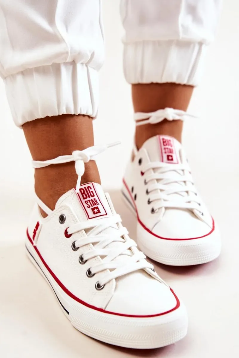 Trampki Damskie Big Star|Trampki Damskie Niskie>Big Star Shoes Damskie Materiałowe Trampki BIG STAR JJ274123 Białe Biały
