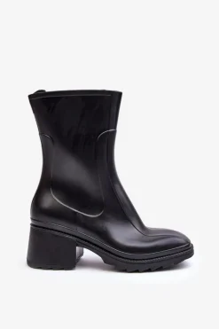 Hot Boto Damskie Matowe Kalosze Botki Na Obcasie Czarne Bertaida