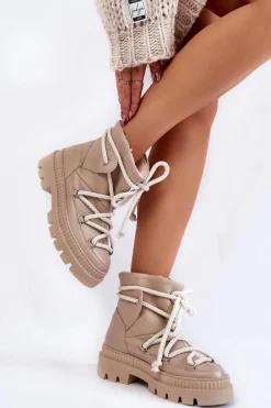 Discount Damskie Modne Botki Śniegowce Beżowe Kallen Damskie Śniegowce Damskie|Damskie Trapery