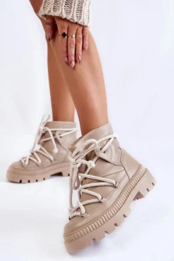 Discount Damskie Modne Botki Śniegowce Beżowe Kallen Damskie Śniegowce Damskie|Damskie Trapery