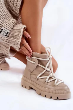 Discount Damskie Modne Botki Śniegowce Beżowe Kallen Damskie Śniegowce Damskie|Damskie Trapery