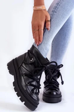 Discount Boto Damskie Modne Botki Śniegowce Czarne Kallen Czarny