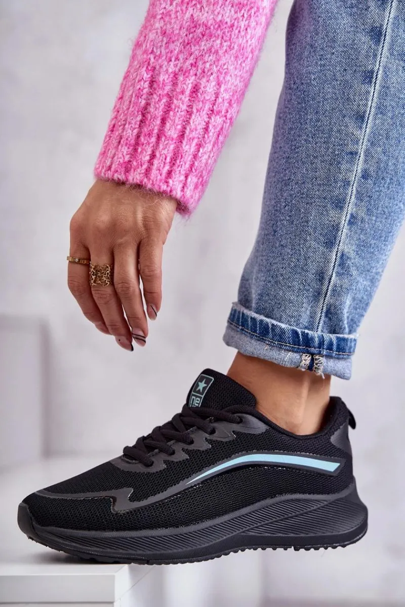 Sneakersy Damskie>Evento Damskie Modne Buty Sportowe Sneakersy Czarne Ida