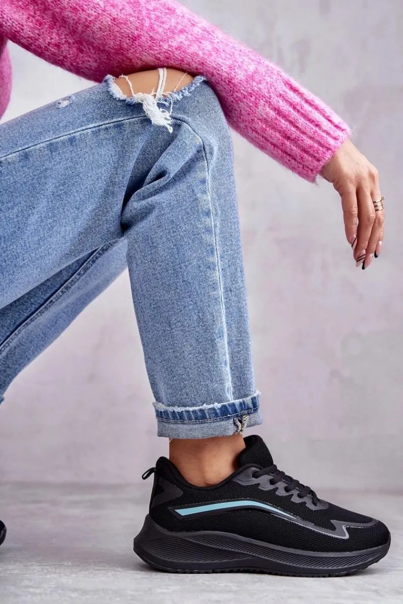 Sneakersy Damskie>Evento Damskie Modne Buty Sportowe Sneakersy Czarne Ida