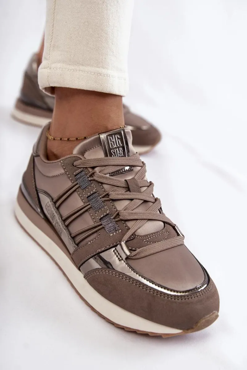 Discount Damskie Modne Buty Sportowe Big Star KK274112 Ciemnoszare Damskie Buty Sportowe Big Star|Sneakersy Damskie