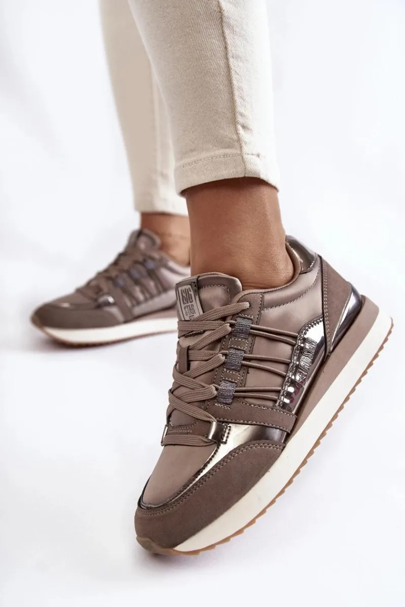 Discount Damskie Modne Buty Sportowe Big Star KK274112 Ciemnoszare Damskie Buty Sportowe Big Star|Sneakersy Damskie