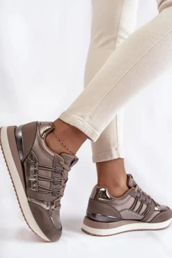 Discount Damskie Modne Buty Sportowe Big Star KK274112 Ciemnoszare Damskie Buty Sportowe Big Star|Sneakersy Damskie