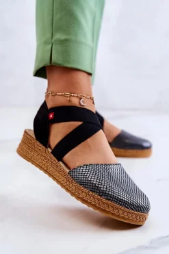 Czarne Espadryle>Big Star Shoes Damskie Modne Espadryle Big Star JJ276035 Czarne