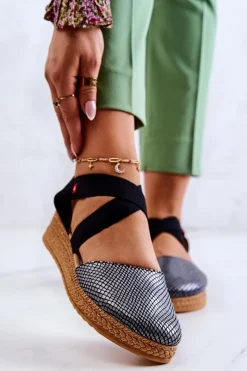 Czarne Espadryle></noscript>Big Star Shoes Damskie Modne Espadryle Big Star JJ276035 Czarne