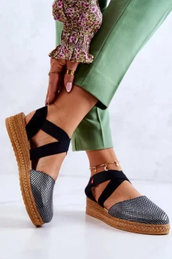 Czarne Espadryle></noscript>Big Star Shoes Damskie Modne Espadryle Big Star JJ276035 Czarne