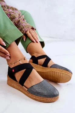 Czarne Espadryle></noscript>Big Star Shoes Damskie Modne Espadryle Big Star JJ276035 Czarne