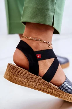 Czarne Espadryle></noscript>Big Star Shoes Damskie Modne Espadryle Big Star JJ276035 Czarne