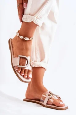 Klapki Damskie Klasyczne>Boto Damskie Modne Klapki Beżowe Marsala