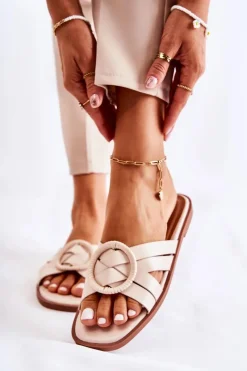 Online Damskie Modne Klapki Beżowe Sansa Damskie Klapki Damskie Klasyczne