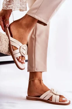 Online Damskie Modne Klapki Beżowe Sansa Damskie Klapki Damskie Klasyczne