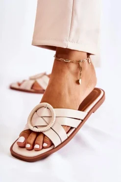 Online Damskie Modne Klapki Beżowe Sansa Damskie Klapki Damskie Klasyczne