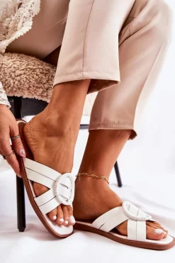 Best Boto Damskie Modne Klapki Białe Sansa