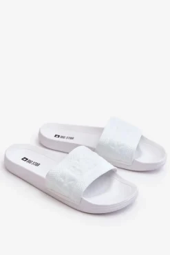 Clearance Big Star Shoes Damskie Modne Klapki Big Star LL274A159 Białe Biały