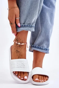 Clearance Big Star Shoes Damskie Modne Klapki Big Star LL274A159 Białe Biały