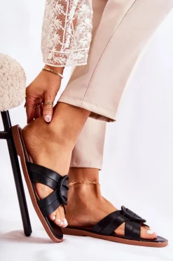 Damskie Modne Klapki Czarne Sansa Damskie Klapki Damskie Klasyczne