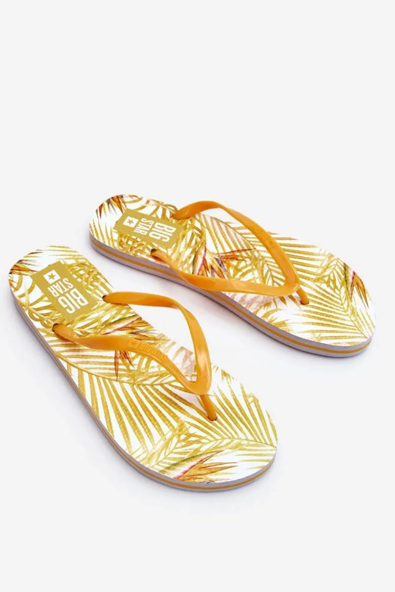 Discount Big Star Shoes Damskie Modne Klapki Japonki Big Star LL274819 Żółte Żółty