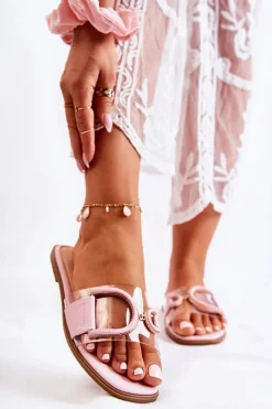 Hot Boto Damskie Modne Klapki Różowe Marsala