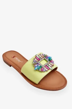 Boto Damskie Modne Klapki Z Ozdobą Zielone Halsey