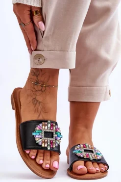 Best Damskie Modne Klapki Z Ozdobą Czarne Halsey Damskie Klapki Damskie Klasyczne