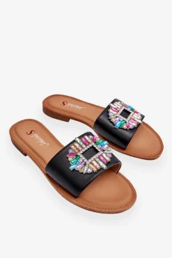 Best Damskie Modne Klapki Z Ozdobą Czarne Halsey Damskie Klapki Damskie Klasyczne