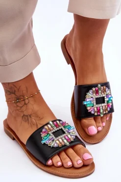 Best Damskie Modne Klapki Z Ozdobą Czarne Halsey Damskie Klapki Damskie Klasyczne