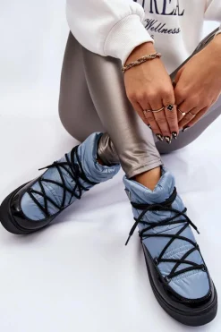 Śniegowce Damskie>Boto Damskie Modne Śniegowce Sznurowane e Carrios Niebieski