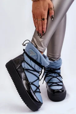 Śniegowce Damskie></noscript>Boto Damskie Modne Śniegowce Sznurowane e Carrios Niebieski